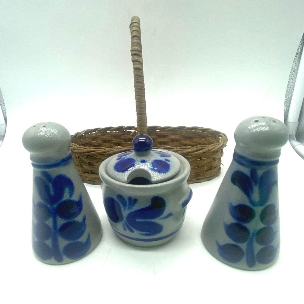 Vintage Salt Glaze Picnic Condiment Salt and Pepper‎ Honey/mustard Germany?